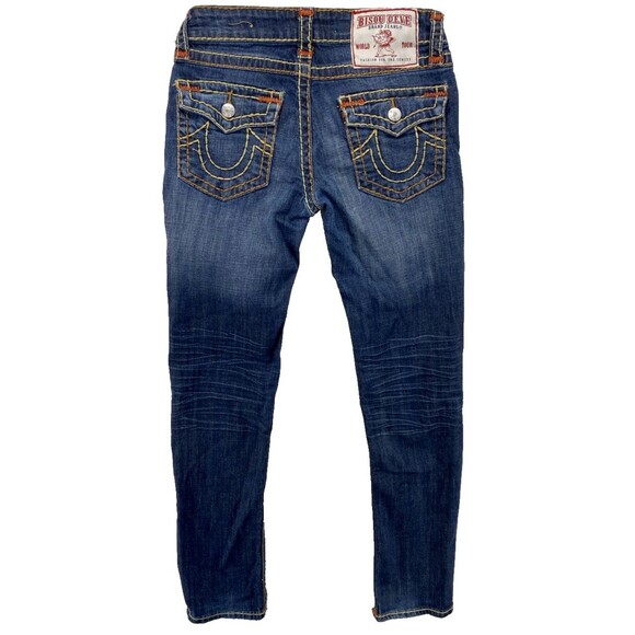 Bisou Deve Jeans Womens Size 5 Dark Wash Low Rise Straight Denim Flap Pockets - Picture 2 of 16